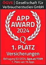 APP-Award 2024 für die losleben-App - 1. Platz Versicherungen.